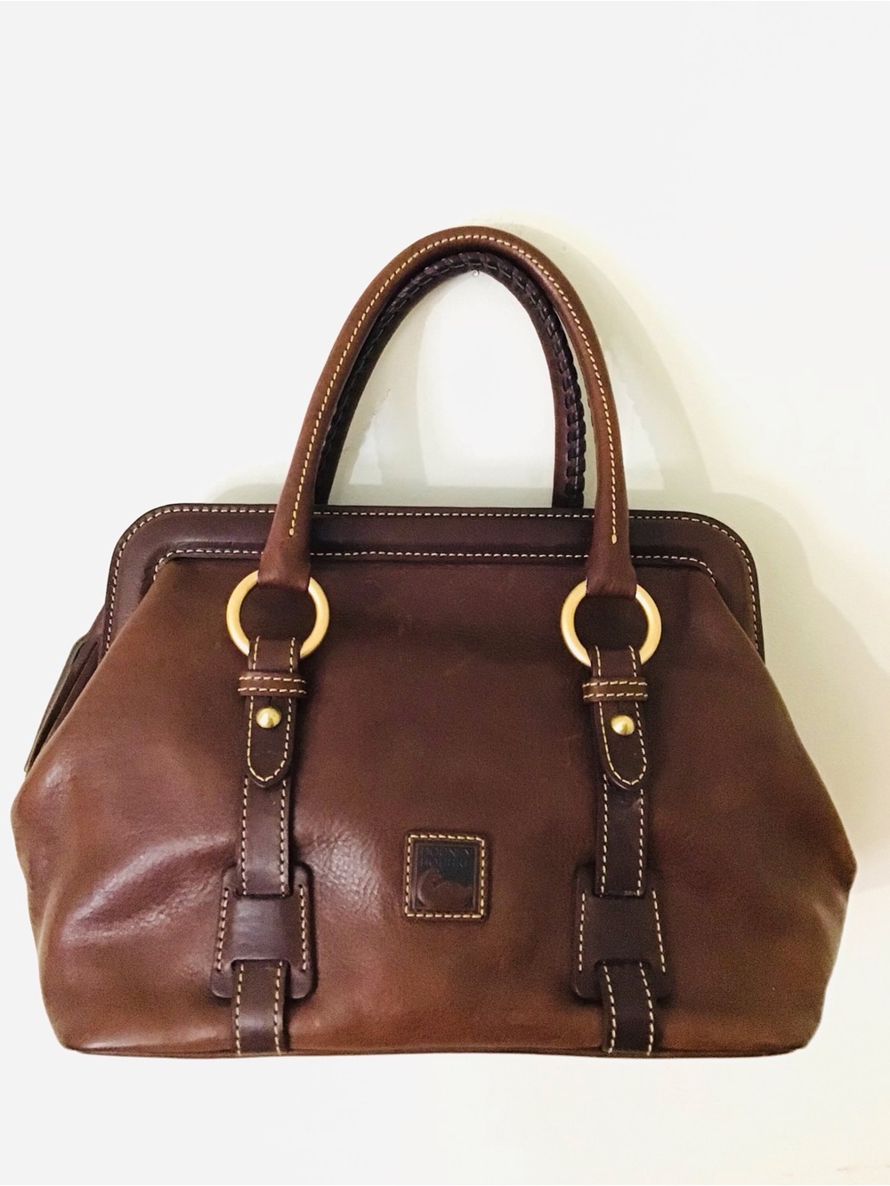Dooney & Bourke Florentine Leather
Satchel Handbag with Gold Chain Detail NWOT